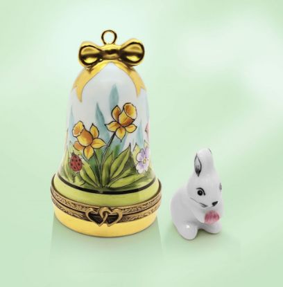 Picture of Limoges Daffodils  Easter Bell Box with Bunny 