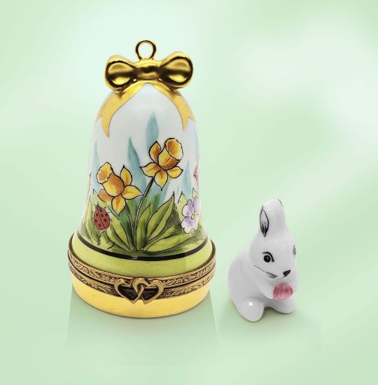 Picture of Limoges Tulips Easter Bell Box with Bunny 