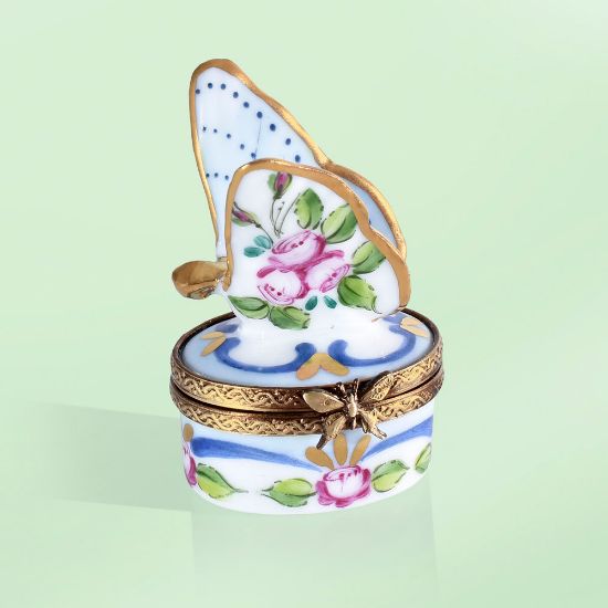 Picture of Limoges Butterfly with 3 Roses Box