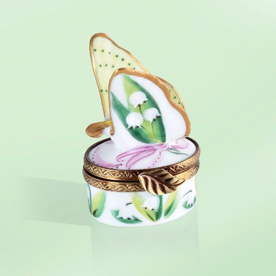 Picture of Limoges Butterfly with Lily of the Valley Bouquet Box