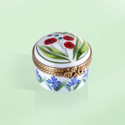 Picture of Limoges Round Box with Poppies