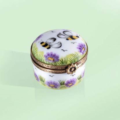 Picture of Limoges Round Box with Bees and Violets