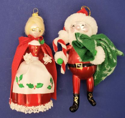Picture of De Carlini Mrs Santa and Mr Santa with Candycane Ornaments 