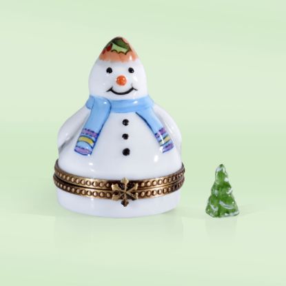 Picture of Limoges Snowman Blue Scarf Box  