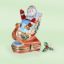 Picture of Limoges Santa on Wooden Sled Box with Holly