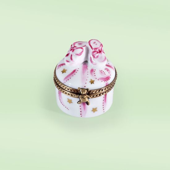 Picture of Limoges Baby Girl Shoes on Round Box