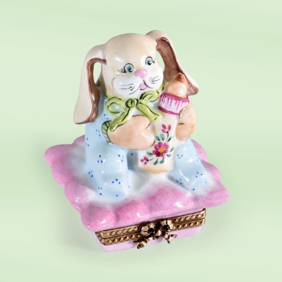 Picture of Limoges Baby Rabbit on Pillow with Bottle Box