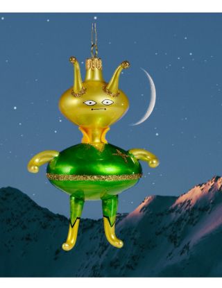 Picture of De Carlini yellow alien in green ornament 