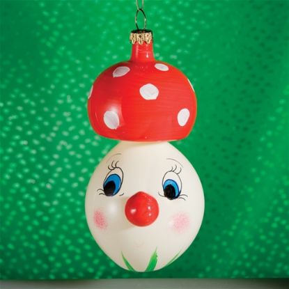 Picture of Happy  Mushroom Italian Mouthblown Glass Christmas Ornament