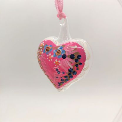 Picture of Pink Heart with Flower Austrian Glass Ornament