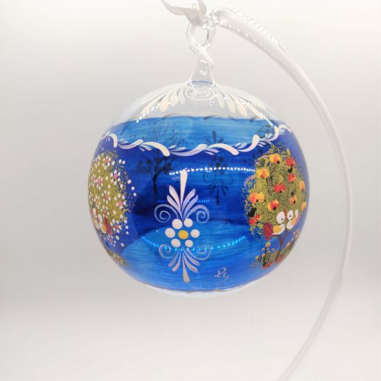 Picture of 4 Seasons Bird Austrian Blue Round Glass Ornament