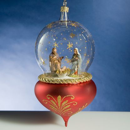 Picture of De Carlini Nativity Large Red Globe Ornament  