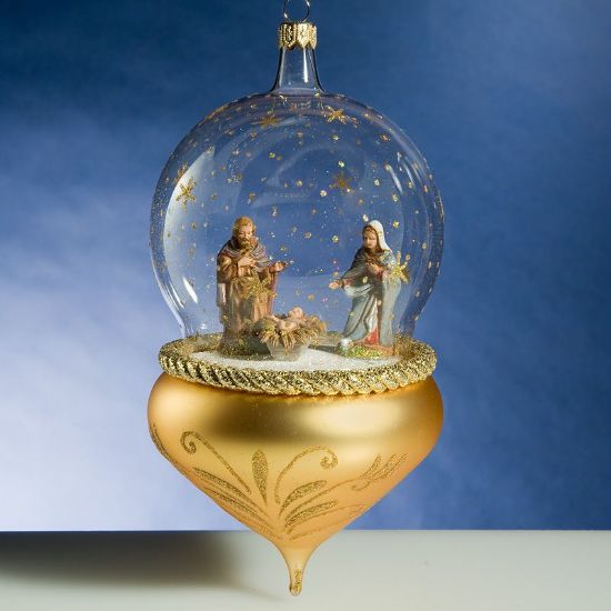 Picture of De Carlini Large Nativity Christmas Gold Christmas Ornament