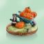 Picture of Limoges Wheelbarrow with Pumpkins and Cat Box