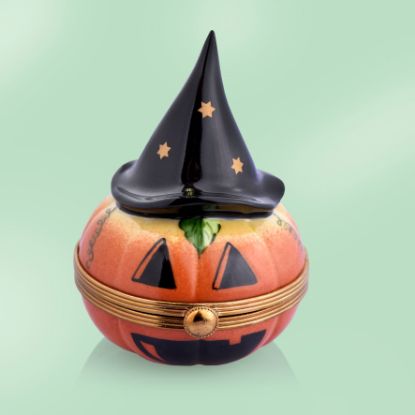 Picture of Limoges Halloween Pumpkin with Hat and Candle Box