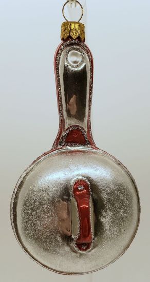 Picture of Red Frying Pan with Lid Polish Glass Ornament