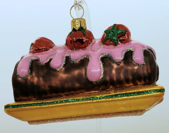 Picture of Chocolate Dessert with Strawberry Icing Polish Glass Ornament