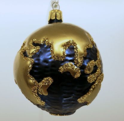 Picture of Blue and Gold World Globe Polish Glass Ornament