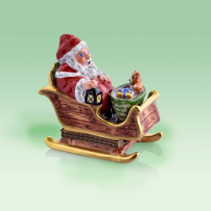 Picture of Limoges Santa in Brown Sled Box