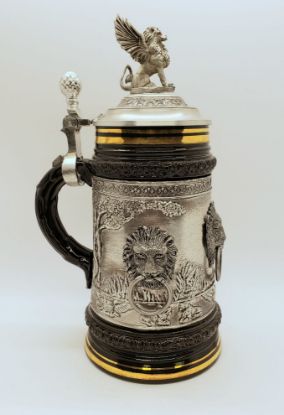 Picture of Lion Pewter and Earthenware Stein