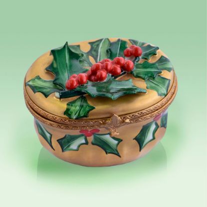 Picture of Limoges Gold Holiday Box with Holly 
