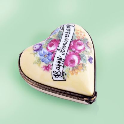 Picture of Limoges Happy Anniversary Heart with Roses Box