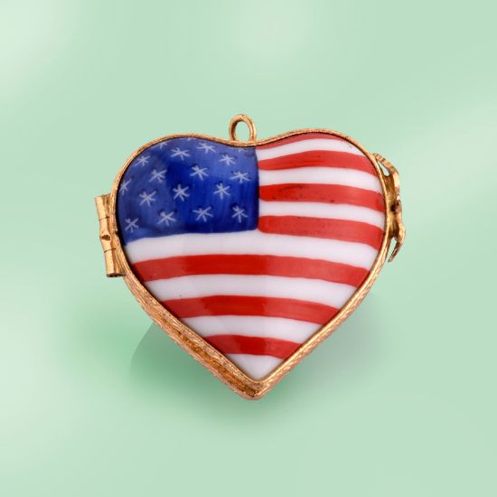 Picture of Limoges Usa Flag Heart Box