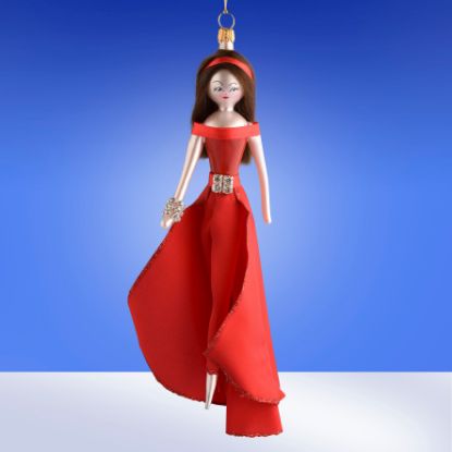 Picture of De Carlini Lady in Red Gala Dress with Belt Ornament 