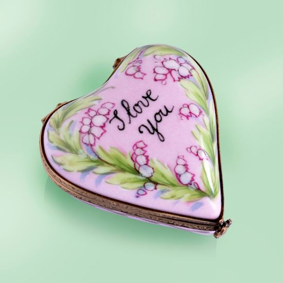 Picture of Lily of the Valley Pink I Love You heart Box