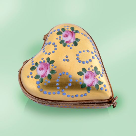 Picture of Limoges Gold Heart with Roses Box