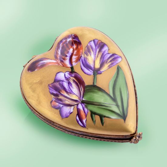 Picture of Limoges Orchids Heart on Gold