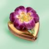 Picture of Limoges Purple Pansy on Gold Heart Box