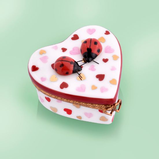 Picture of Limoges Valentine Heart with Two Ladybugs  Box 