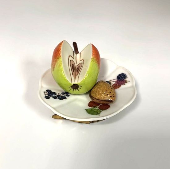 Picture of Limoges Apple Plate  with Walnut Box