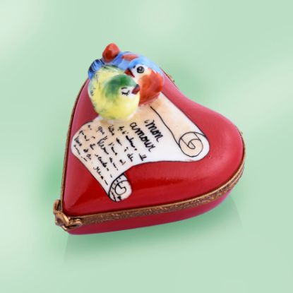 Picture of Limoges Lovebirds on Heart Box