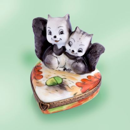 Picture of Limoges Squirrel Couple on Heart Box