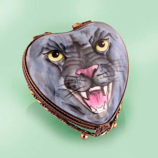 Picture of Limoges Gray Puma Heart Box