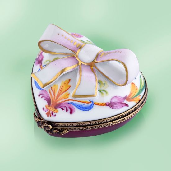 Picture of Limoges Heart with Fleur de Lys and Bow