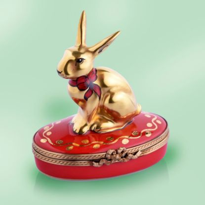 Picture of Limoges Gold Rabbit on Red Base Box 