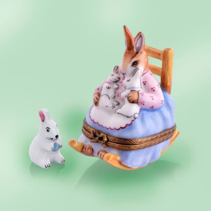 Picture of Limoges Mrs Rabbit with Bunnies on Rocking Chair Box wth Bunny
