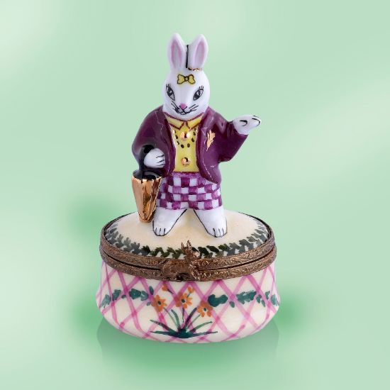 Picture of Limoges Rabbit with Umbrella Box