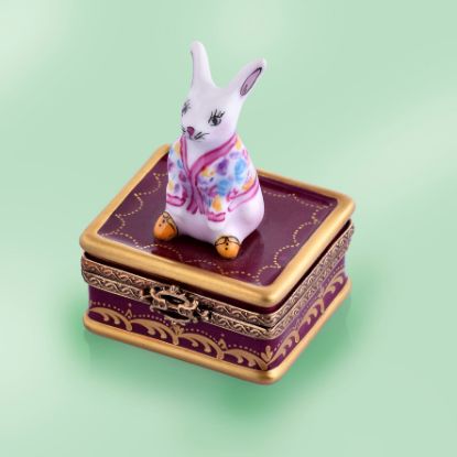 Picture of Limoges elegant White Rabbit on Trunk Box 
