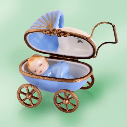 Picture of Limoges Blue and white Baby Buggy Box