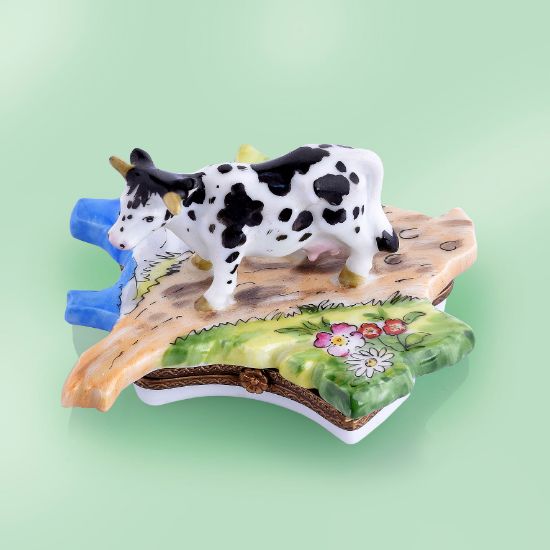 Picture of Limoges Cow on Map of France Box
