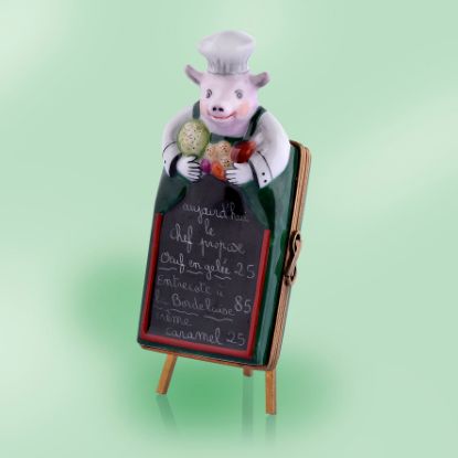 Picture of Limoges Pig on Restaurant Easel Menu Box