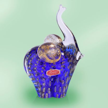 Picture of Murano Glass Blue and Gold Elephant 