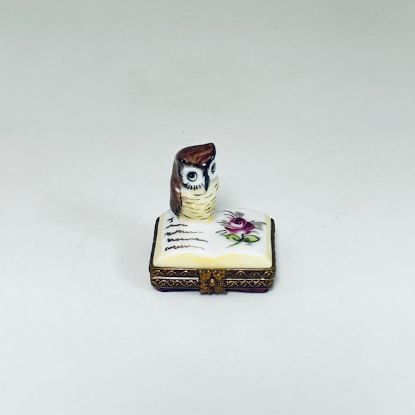 Picture of Limoges Mini Owl on BOok with a Rose Box