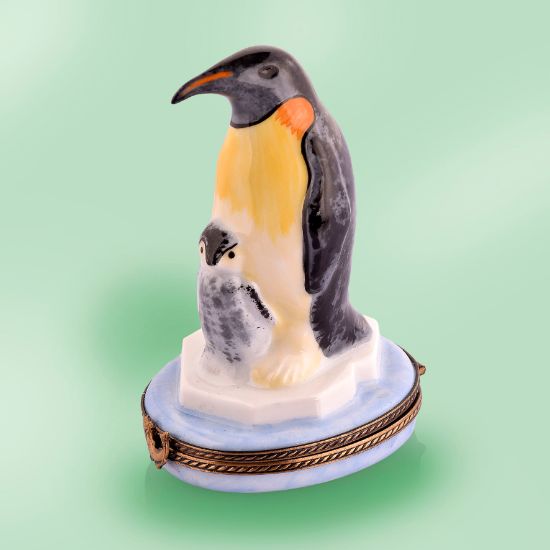 The Cottage Shop Limoges Mother and Baby Emperor Penguin Box