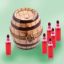 Picture of Limoges Wooden Barrel Box with 4 Rose Wine Bottles