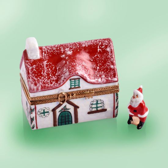 Picture of Limoges Santa House Box with loose Santa